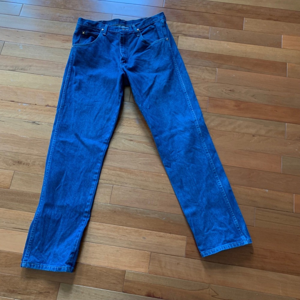 Wrangler 1031MWZPW‎ Cowboy Cut Relaxed Fit Jeans Mens 35x34 Blue Denim